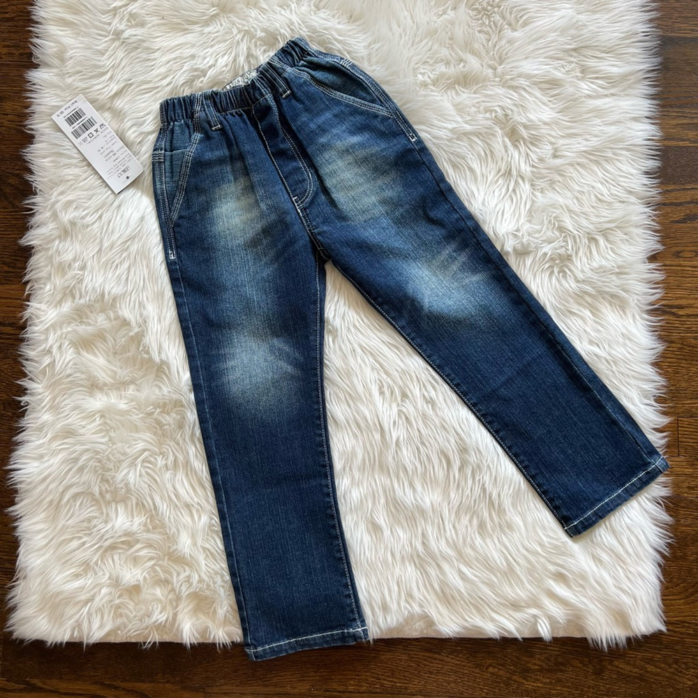 Leo & Lily Boys Skinny Jeans Blue Stretch Pockets Elastic Waist Pockets 6 New